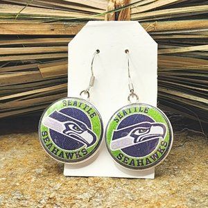Seattle Seahawks Earrings Go Hawks NFL Football Souvenir 12th Man Dangle Jewelry